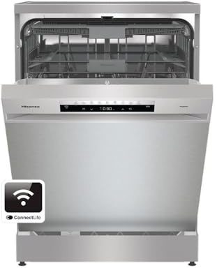 HS673C60XUK 16 Place Settings, Wifi enabled, Auto Dry, Invertor Technology, Quiet, Quick Wash, Eco Cycle, 3 Baskets, Full Size Freestanding Stainless Steel Dishwasher - C Energy (HxWxDcm) - 85x60x60