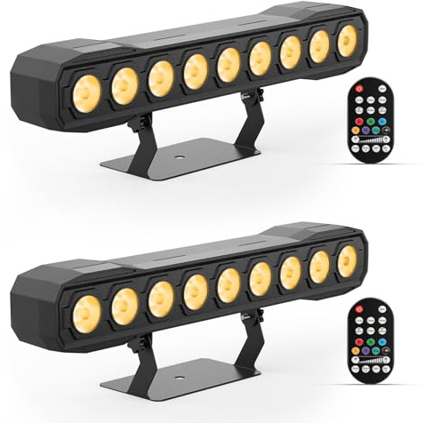 Barre Lumineuse LED 60W Wallwasher Éclairage de Scène Effets, 9 RGBW LED avec Télécommande Lumière de Fête Angle de Faisceau 35° Stroboscope DMX512 pour Mariages Extérieur Discothèque Noël DJ 2PCS