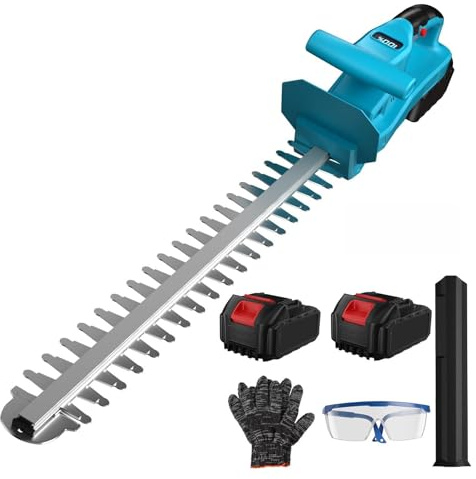 Cortasetos Eléctrico 800W,Cortasetos Eléctrico Inalámbrico para Jardinería Doméstica, Longitud De La Hoja De 20 Inch, Espacio Entre Dientes De 15 Mm,Sierra De Poda (2 Baterías)