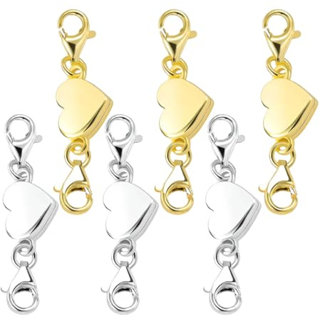 LUDHEP Catena di estensione, 6 Pezzi, Estensione di Bracciale Catene Extender di Collana, Chiusure a Moschettone Doppia Apertura, per Collane e Braccialetti Fai-Da-Te, Connettori Leggeri