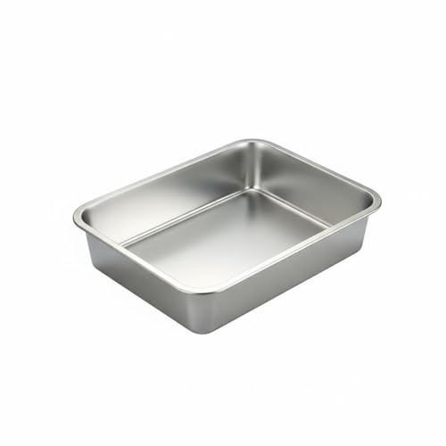 predolo Teglia Rettangolare in Acciaio Inox Fondo Piatto Pirofila in Acciaio Inossidabile Angoli Arrotondati Vassoio da Portata per Cucina, 45x35x10cm, Vasca Profonda