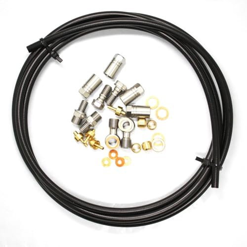 RichVibe 2.5m Hydraulic Brake Hose and Banjo Connector Set for Hope Bicycles, ABS Metal Disc Brake Line for Front Rear Calipers, for Red