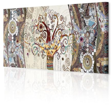 decomonkey Wandbilder Gustav Klimt Abstrakt 120x40 cm 1 Teilig Kunstdruck | Strukturleinwand, Holzkeilrahmen, Leinwandbilder, Bild auf Leinwand, Wanddeko, Wohnzimmer, Wanddekoration, Baum