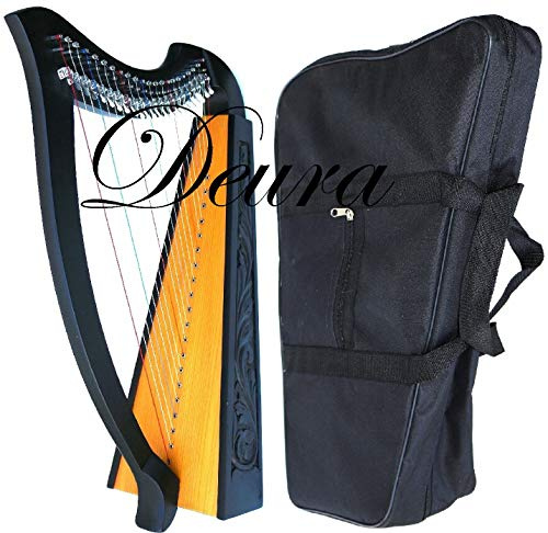 DEURA 22 STRINGS LEVERS BLACK HARP + BAG Irish Celtic Lap Folk MA-1030BK