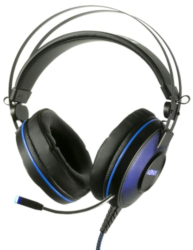 Konix Mythics Kabelgebundenes Gaming-Headset PS-U700 7.1 für PS4 - Mikrofon - 50 mm Lautsprecher - 1,8 m Kabel - USB-Anschluss - Schwarz und Blau