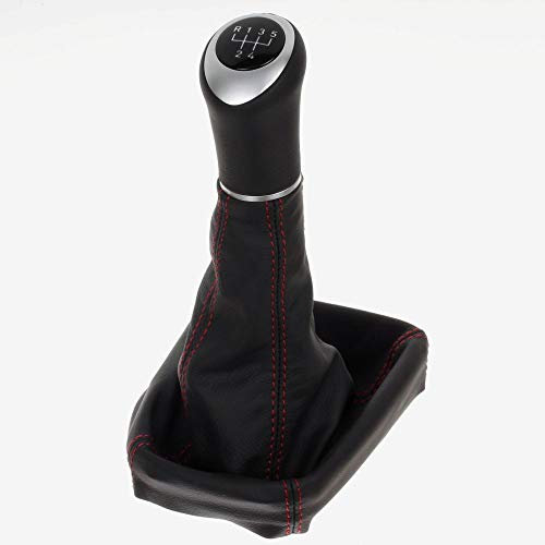 ICT Schaltknauf 4AO30-01NR Schalthebel Schaltsack Schaltmanschette Leder, 5 gang, kompatibel mit: Opel Astra G Coupe/Cabrio/CC/OPC 1998-2005 (C LED weiß)