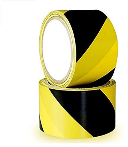 Reemky Safety Tapes 2 Pack 45mm x 20m Ultra-Adhesive, Black & Yellow Hazard Tape for Floor Marking. Mark Floors & Watch Your Step Areas for Safety with High-Visibility, Anti-Scuff