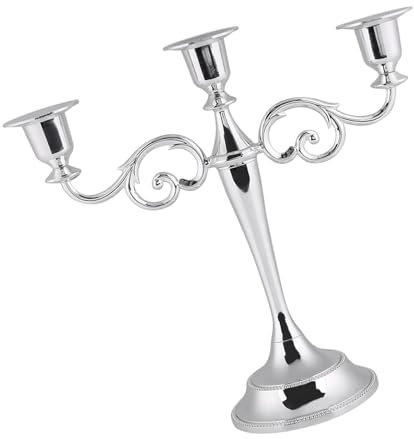 3 Arme Kerzenhalter Kandelaber Metall Europäischen Stil Hochzeit Home Decor 2 Farben für Zuhause Hochzeit Weihnachtsfeier Dekoration Kerzenhalter (Silber)