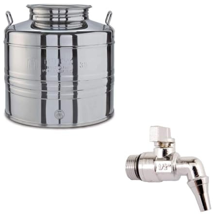Belvivere Contenitore bidone Fusto Olio Inox 18/10 Rubinetto Made Italy (30 Litri)