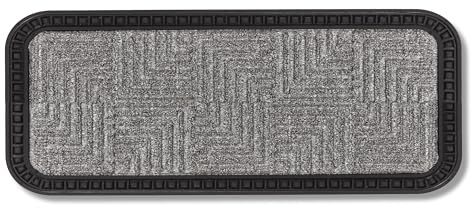 Fußmatte Außen & Innen rutschfest - Silber Muster 25 x 60 cm (Rechteckig) | Robuste Gummi Sauberlauf Türmatte langlebig Schmutzfangmatte sehr strapazierfähig Fussmatte aussen Stufen leicht zu reinigen