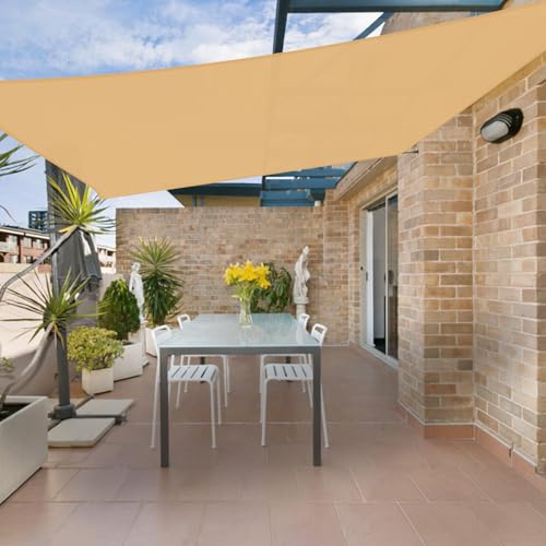 HENG FENG Toldo Vela Rectangular 2x4m, Arena | Vela de sombra exterior PES 160g/m²,Impermeable & 95% Bloqueo UV,para Terraza, Jardín, Patio - con cuerda,fácil instalación