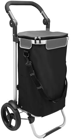 bremermann Einkaufstrolley JEEBEL, Handwagen, Einkaufswagen mit Abnehmbarer Tasche, Verstellbarer Griff (Schwarz)