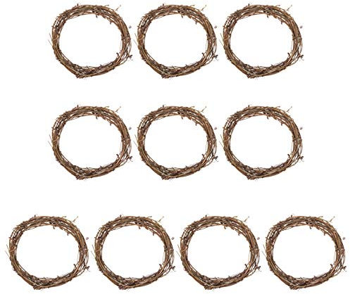 VALICLUD 10pcs Natural Grapevine Wreaths Rattan Vine Branch Wreath 10cm DIY Hanging Wreath Garland Rattan Hoops Party Home Woven Wreath Decor