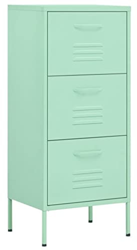 vidaXL Lagerschrank Sideboard Kommode Anrichte Stahlschrank Schrank Beistellschrank Mehrzweckschrank Bücherschrank Standschrank Minzgrün 42,5x35x101,5cm Stahl