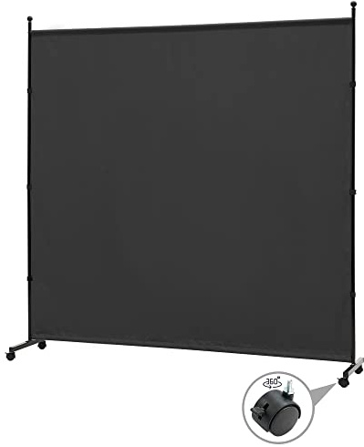 SIMFLAG 6FT Single Panel Room Divider with Wheels,Rolling Fabric Room Dividers for Partition Privacy Screens,Freestanding Wall Divider for Home Office,Restaurant,Hospital,(Black)
