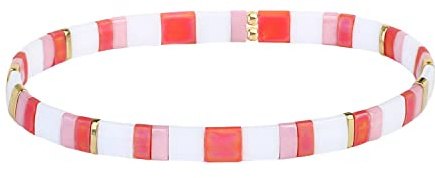 KELITCH Pulseras De Cuentas Rojas De Tila Pulseras Elásticas De Moda Delicadas Pulseras De Cuentas Hechas A Mano Joyas Para Mujeres Pulseras