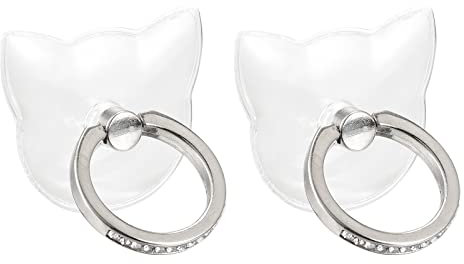 sourcing map Transparent Phone Ring Holder, Diamond Clear Finger Grip Stand for Phone, Case, Tablet (Cat Shape)