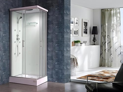 Vente-unique TYRAL - Cabina doccia idromassaggio - 6 zone di massaggio - L90 x l 70 x H212 cm - Pioggia tropicale e doccetta