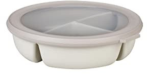 Mepal – Scodella bento bowl Cirqula – Contenitore bento box per frigo, freezer e microonde – 3 scomparti per separare gli alimenti – Contenitore per la preparazione dei pasti – Nordic white