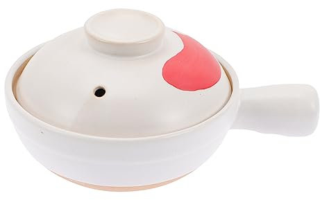 UPKOCH Ceramic Casserole Pot with Handle Small Size White Clay Stew Soup Rice Cooking Pot for Gas Stove Home Use Traditional Chinese Clay
