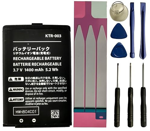 XITAIAN Batterie de Rechange KTR-003 3,7 V 5,2 Wh 1400 mAh pour Console de Jeu Portable New 3DS N3DS avec Outils