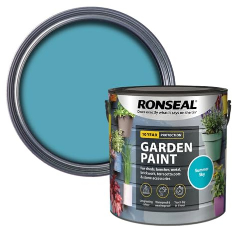 ARUUJ Garden Multipurpose Colour & Protect 2.5L Paint - Exterior for Wood, Sheds, Benches, Metal, Brickwork, Pots - Waterproof Outdoor Fence & Garden Furniture (Summer Sky)