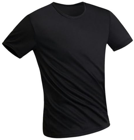 TEidea Maglietta Uomo T-Shirt Uomo Impermeabile E Antimacchia A Maniche Corte, Abbigliamento Casual da Coppia, Taglie S-5Xl-Nero-M