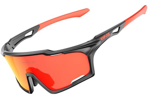 KAPVOE Fahrradbrille mit PC-Gläsern, Belüftungssystem, TR90 Rahmen, UV400 Schutz - Sportbrille für Damen und Herren, MTB, Autofahren, Sport-Sonnenbrille 04