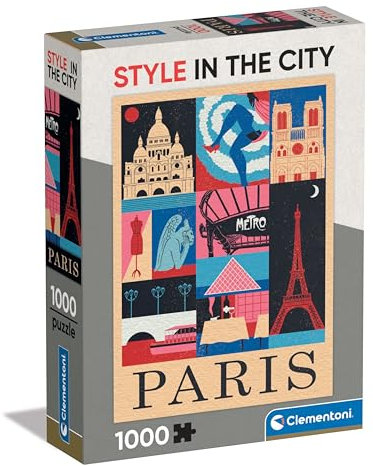 Clementoni Jigsaw Puzzle Paris 1000 Pieces Style in the City, Puzzle For Adults Age 14+, Gift For Men/Women, Illustrated City, Paris, France, Puzzle Art, Made In Italy, 39843