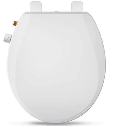 Clirass Round Bidet Toilet Seat, Non-Electric Bidet Attachment (Frontal & Rear Wash) with Dual Nozzles and Brass inlet,Bidet Toilet Seat with Quiet-Close Fit Round Toilet Seat