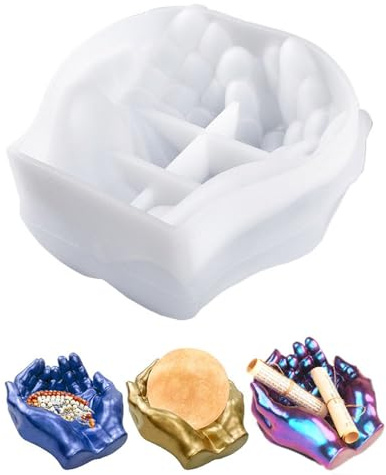 nuumee 3D Double Hands Epoxy Resin Silicone Mould, Storage Box Moulds for Jewelry Box Candy Tray Candle Holder Home Decorations DIY