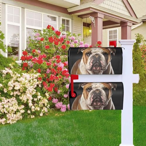Mailbox Cover English-Bulldog Magnetic Mailbox Cover Standard Size 25.5x21 in Mailbox Wrap Waterproof Post Letter Box Cover Decorative Mailboxes Wraps for Outdoor Garden Yard Home