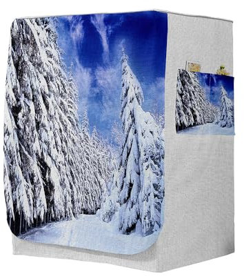 Highdi 3D Housse de Protection pour Machine à Laver, Chargement Frontal Housse à La Poussière avec Ouverture Frontale (Capacité S 6~7,5kg,Hiver 11)