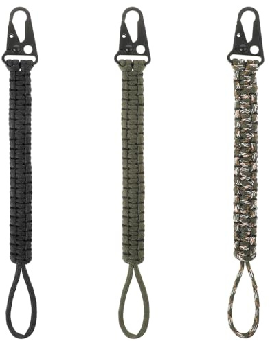Qianyu 3 Stück Gewebter Paracord Schlüsselanhänger Strapazierfähiges Geflochtenes Schlüsselband Taktisches Schlüsselband Geldbörsen Zubehör für Männer und Frauen Outdoor Aktivitäten Camping Angeln Jag