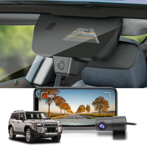 Fitcamx Dashcam Vorne Hinten 2160P+1080P kompatibel mit Toyota Land Cruiser Prado J250 15th Gen 2024-2026, OEM Dashcam 4K UHD Video WiFi, G-Sensor, Loop-Aufnahm, WDR Autokamera, Plug&Play, 128GB-Karte