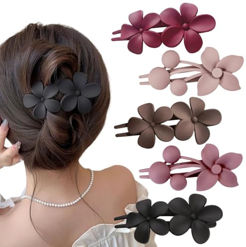 Ypkia Blumen Haarklammer Groß Haarspangen Damen Matt Haarspage Entenschnabel-Form Haarnadel Haarschmuck Für Frauen Mädchen (5 Stück)