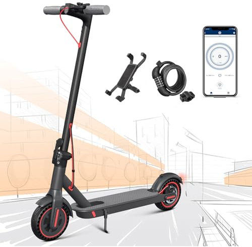 E Scooter mit Straßenzulassung，36V10.4Ah Batterie und 350W Motor Zusammenklappbarer Elektroroller, Reichweite 35KM, Geschwindigkeit bis zu 20KM/H, 8.5 Reifen Belastung 120KG, APP Steuerung