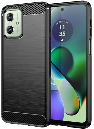owlhold Funda para Motorola Moto G54 5G, Texturas cepilladas y de Fibra Carbono Carcasa, Ultrafina TPU Suave Militar Protector Capa Antigolpes, Anti-Raspaduras, Antideslizante Case, Negro