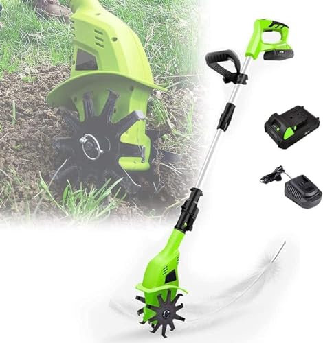 MekUk Motoculteurs Cultivateur/motoculteur électrique, alimenté par batterie 4000mAh, cultivateur électrique sans fil, cultivateur d'outils de jardin permet d’ameublir le sol des jardins de petite et