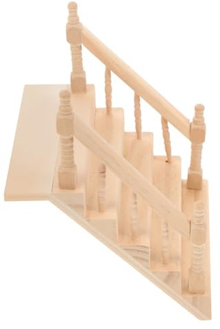 FOYTOKI Miniatur Treppe Für Puppenhaus Unlackiertes Holzmodell Mit Handlauf Für Kreative -szenen Als Tischornament Oder Landschafts-Dekoration
