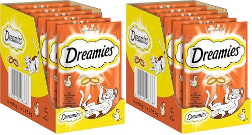 Dreamies Klassiker Katzensnacks mit Huhn – Traumhaft knusprige Taschen mit zarter Füllung – 6 x 60g (12er Pack)