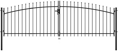 Willood Doppelflügel-Gartentor mit Speerspitzen 400×175cm Doppeltor Zauntor Gartenpforte Hoftor Flügeltor Gartentür Zauntür Tor Industrietor