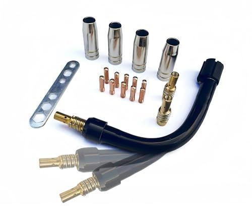 Flexible mig Welding Neck Accessory Kit,Welding Tips 0.8mm, Diffuser, Nozzle,Flexible Torch Neck Fit Binzel MB15 15AK MIG Welding Gun-Perfect for Small Space Welding（0.8mm Kit)
