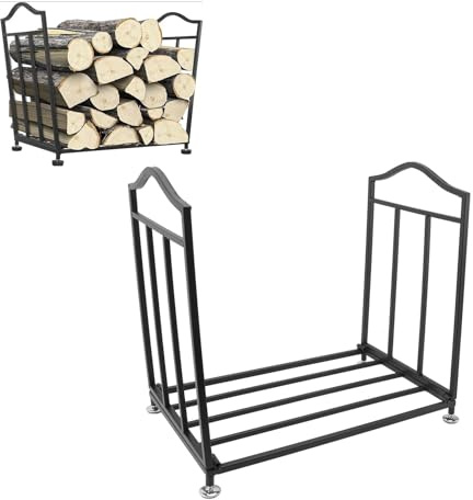 NINESHE Support de Support de Bois de Chauffage, Empilage de Stockage de Bois de 19 Pouces, Support de Stockage de Bois de Chauffage en Fer Intérieur et Extérieur, Support de Bûches