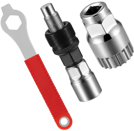 Huangyihan 3-in-1 Bike Crank & Bottom Bracket Removal Tool Set with Pedal Spanner - Heavy-Duty MTB Tools for Square Threaded Crankset, Bicycle Repair & Mountain Bike Maintenance, Steel Construction