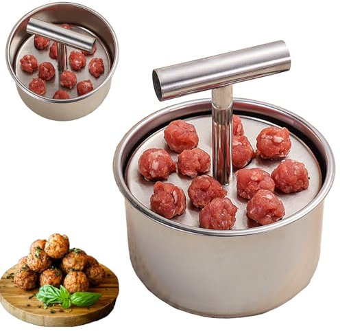 Prensa Manual de Albóndigas de Cocina, 12 Agujeros Máquina de Albóndigas de Acero Inoxidable, Moldeador de Albóndigas, Fabricante de Albóndigas, para Albóndigas, Bolas de Pescado, para la Cocina (L)
