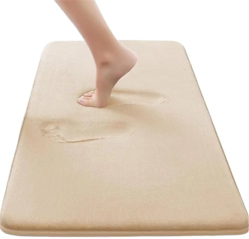 Super Absorbent Floor Mat Super Absorbent Bath Mat Non Slip Rug Bathroom Carpets Soft Memory Foam Floor Mat Bedroom(Beige)
