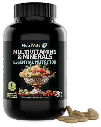 Multivitamins & Minerals | 365 Vegan Tablets | 1 Year Supply | One a Day | Multivitamin Tablets for Men and Women with Essential Active Vitamins & Minerals A-Z | Made in UK | by NutriVolv