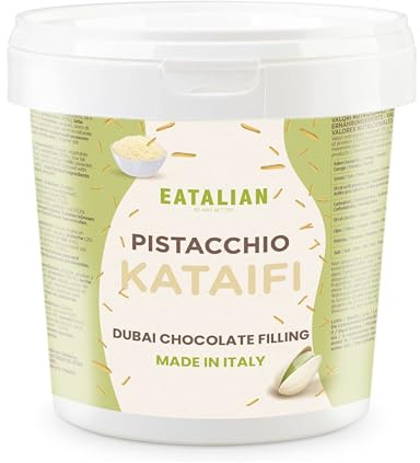 EATALIAN by AMZ BETTER Crema de pistacho con kataifi, deliciosa crema para untar con un sabor único, ideal para untar en pan, perfecta con helado, chocolate y chocolate de Dubái, 1 kg, Made in Italy