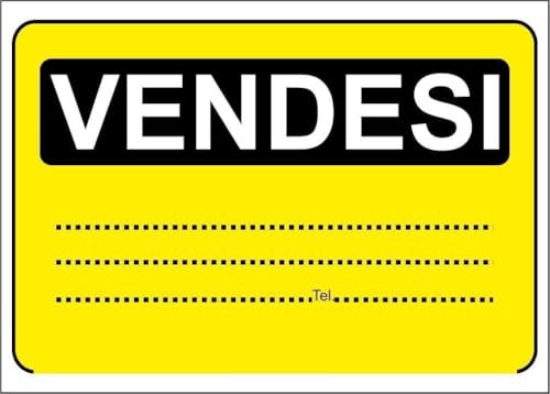 M-ITALY CARTELLO SEGNALETICO - VENDESI CON FONDO GIALLO - Adesivo Extra Resistente, Pannello in Forex, Pannello In Alluminio (Alluminio, 10x15 cm)
